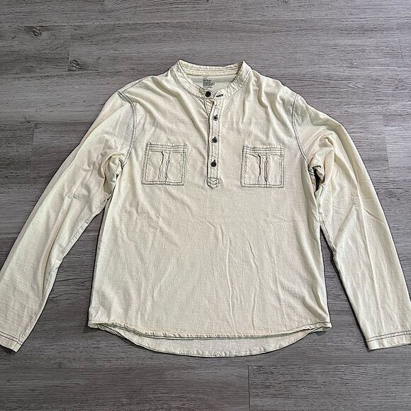 Gap 100% Cotton Cream Henley Long Sleeve Shirt Size Large - Picture 2 of 7